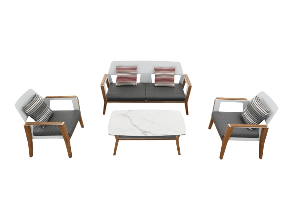 Set mobilier de gradina / terasa Higold Sheldon, 2 fotolii, canapea si masuta, gri
