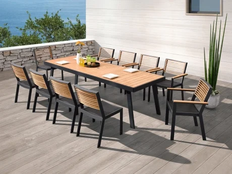 Set masa si scaune gradina Higold York, masa dreptunghiulara si 10 scaune, antracit