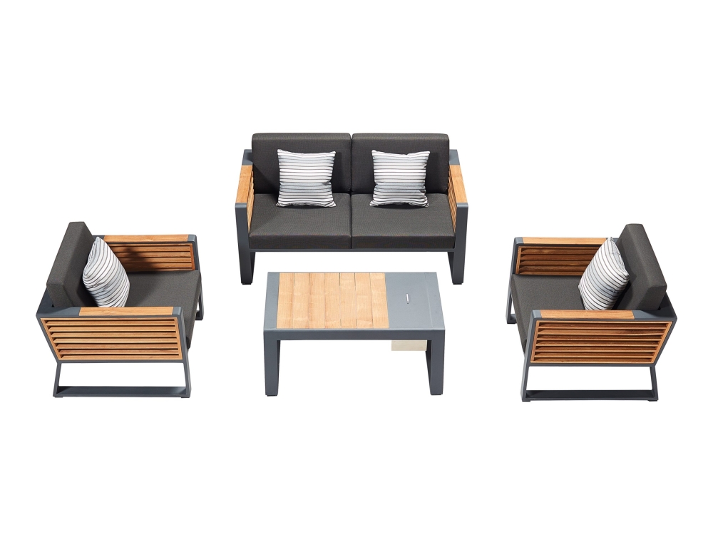 Set mobilier de gradina / terasa Higold New York, 2 fotolii, canapea si masuta, gri