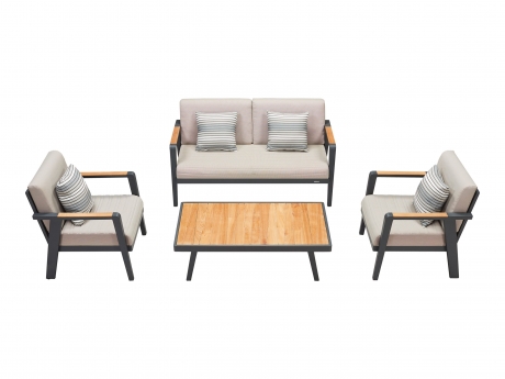 Set mobilier gradina si terasa Higold Emoti, 2 fotolii, canapea 2 locuri si masuta, bej