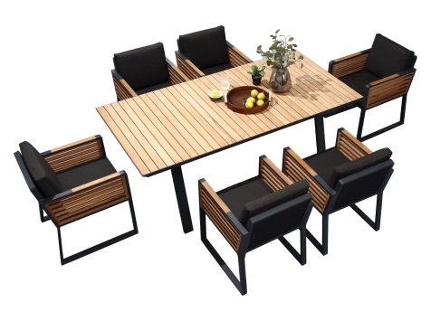 Set masa si scaune gradina Higold New York, masa dreptunghiulara si 6 scaune, antracit