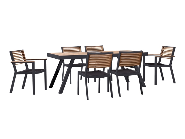Set mobilier de gradina / terasa Higold York, masa dreptunghiulara si 6 scaune, negru