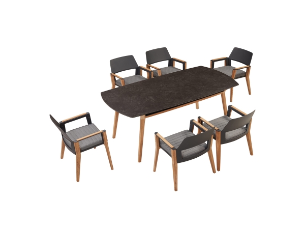 Set mobilier de gradina / terasa Higold Sheldon, masa si 6 scaune, negru