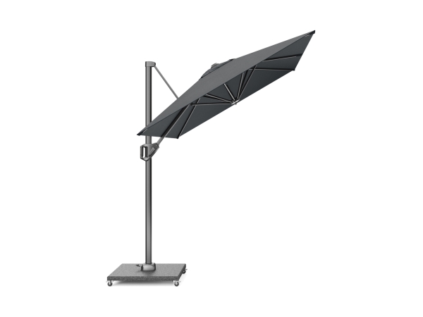 Set umbrela terasa / gradina Platinum Voyager T1 3 x 2 antracite, suport granit Arezzo negru 90kg inclus