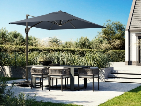 Umbrela terasa Platinum Voyager T1, 3x2 m, dreptunghiulara, antracit, suport granit Modena negru 90 kg inclus