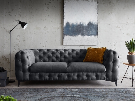 Canapea Corleone, 225x97 cm, grafit, 3 locuri