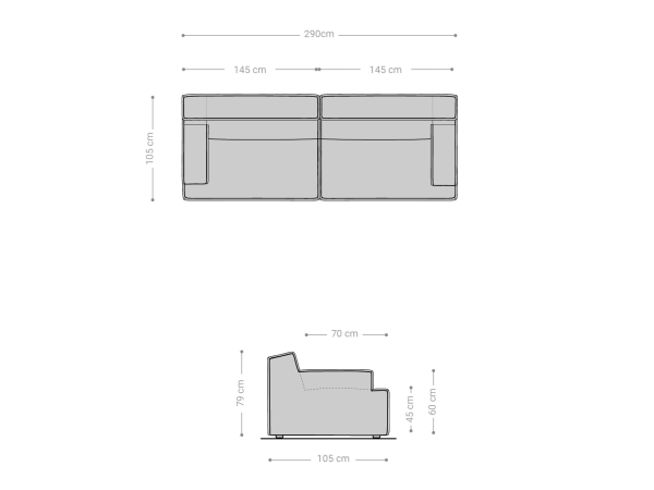 Canapea cu 3 locuri Basit 290 x 110 cm Bej cu gaitane