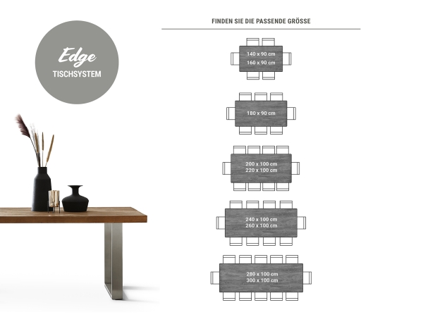 Masa de sufragerie Edge 180/220x90cm Sticla maro antic Picior central in forma de V Negru Extensibila