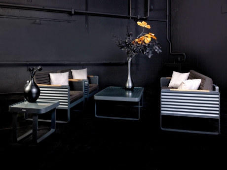 Set mobilier gradina si terasa Higold Airport, 2 fotolii, canapea si masuta, negru