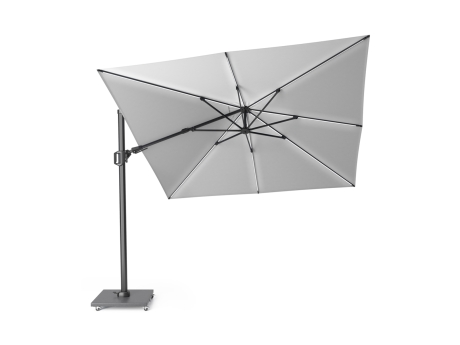 Umbrela terasa Platinum Challenger T2 Glow cu LED, 3x3 m, patrata, gri deschis, suport granit Modena negru 90 kg inclus