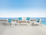 Set mobilier de gradina si terasa Higold Nofi, 2 fotolii, canapea si masuta, bej