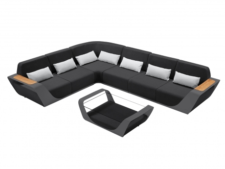 Set mobilier gradina de lux Higold Onda Designed by Pininfarina Italy, coltar si masuta, 5 locuri, negru, cadru negru