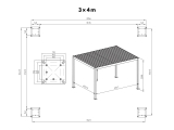 Pergola Reflect Premium 3x4 m dimensiuni
