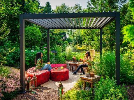 Pergola Reflect manuala pentru gradina si terasa, aluminiu, antracit, 3x4 m