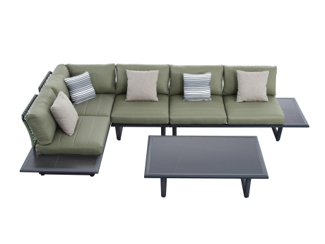 Set mobilier gradina si terasa Higold Sophia 2.0, coltar 4 locuri, verde