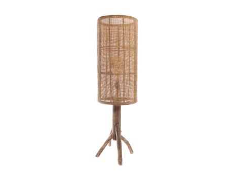 Lampa de podea din ratan si lemn de tec, natural, diametru 40 cm, inaltime 135 cm