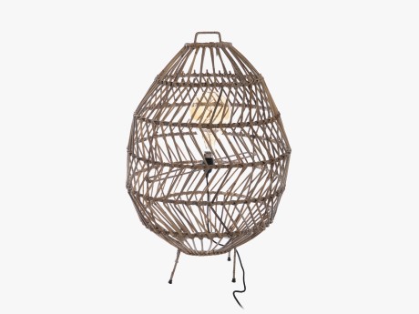 Lampa de podea din ratan si lemn, gri, diametru 63 cm, inaltime 94 cm