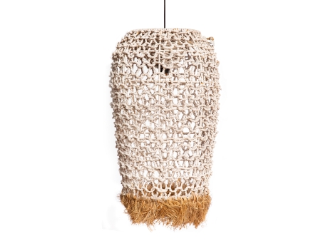 Lampa suspendata din abaca, alba, diametru 43 cm, inaltime 67 cm