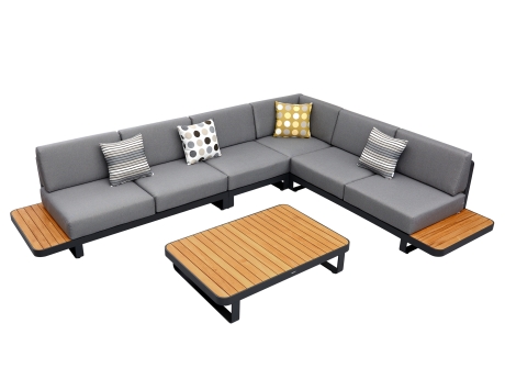Set mobilier gradina si terasa Higold New Polo, coltar 5 locuri, gri