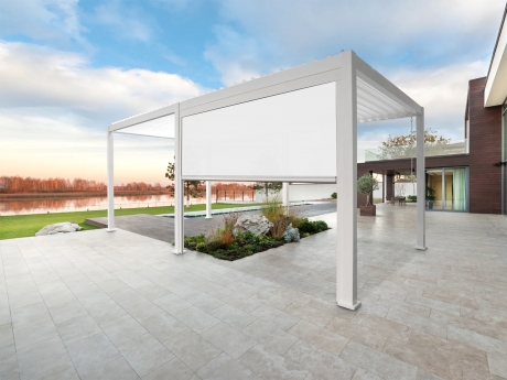 Rulou pentru Pergola Reflect pentru gradina si terasa, textilen si aluminiu, alb, 4 m