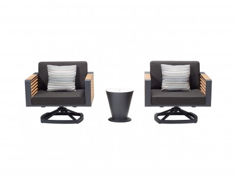Set mobilier gradina Higold New York, 2 fotolii pivotante si o masa de cafea si frapiera Icoo