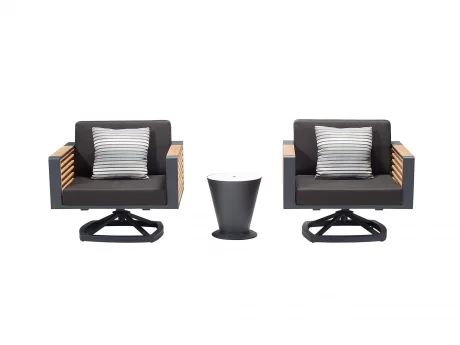 Set mobilier gradina Higold New York, 2 fotolii pivotante si o masa de cafea si frapiera Icoo