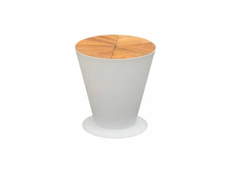 Masa de cafea si frapiera de gradina si terasa Higold Icoo, aluminiu si lemn de tec, alb