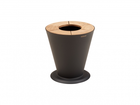 Ghiveci de flori Higold Icoo, aluminiu si lemn de tec, negru