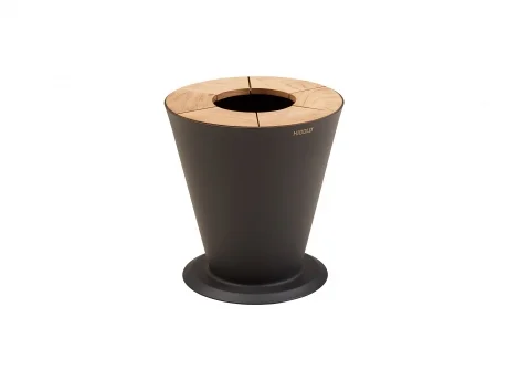 Ghiveci de flori Higold Icoo, aluminiu si lemn de tec, negru