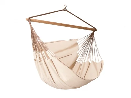 Hamac gradina tip scaun Kingsize La Siesta Habana Nougat, bumbac organic, bej