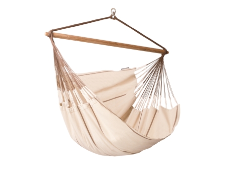 Hamac gradina tip scaun Kingsize La Siesta Habana Nougat, bumbac organic, bej