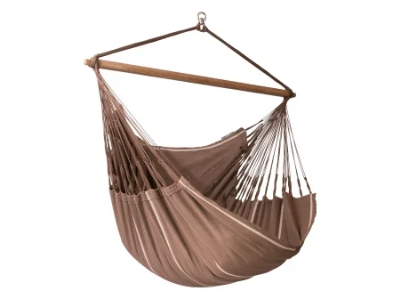 Hamac gradina tip scaun Kingsize La Siesta Habana Chocolate, bumbac organic, maro