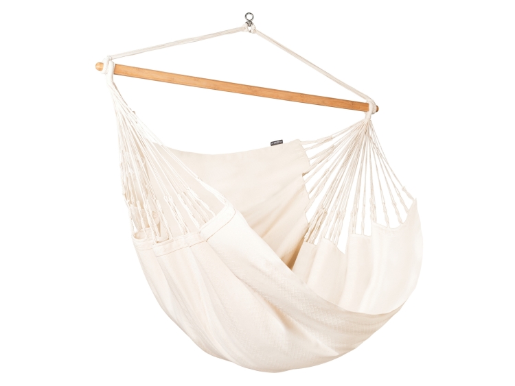 Hamac tip scaun Kingsize La Siesta Habana Latte, bumbac organic, crem