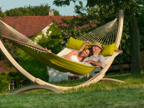 Hamac gradina cu bara Kingsize La Siesta Alabama Avocado, matlasat, verde