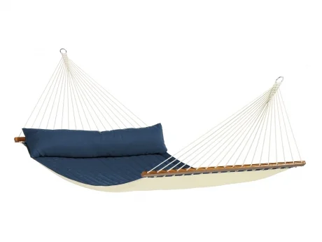 Hamac gradina cu bara Kingsize La Siesta Alabama Navy Blue, matlasat, albastru inchis