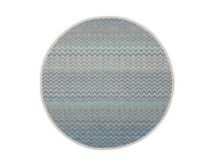 Covor exterior terasa Roolf Living Ziggy rotund, albastru/bej, diametru 160 cm