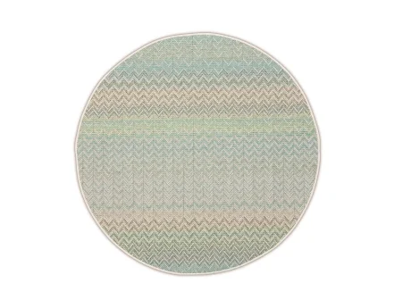 Covor exterior terasa Roolf Living Ziggy rotund, verde/bej, diametru 160 cm
