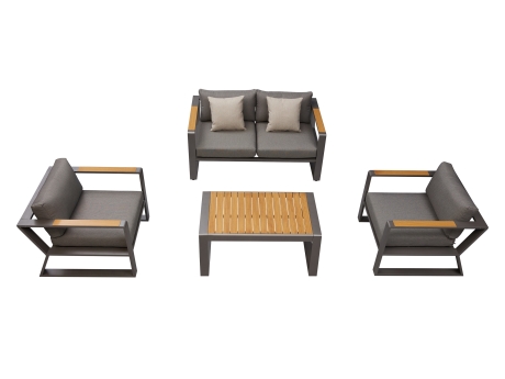 Set mobilier gradina si terasa Higold Exee 2.0, 2 fotolii, canapea 2 locuri si masuta, antracit