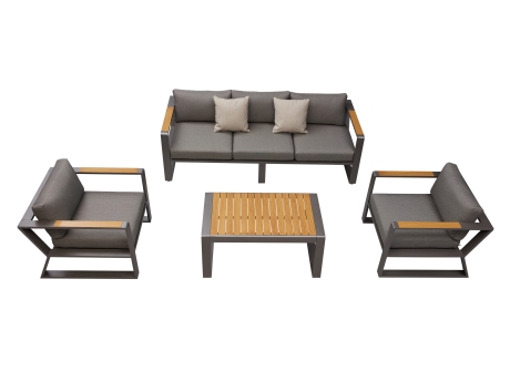 Set mobilier gradina si terasa Higold Exee 2.0, 2 fotolii, canapea 3 locuri si masuta, antracit
