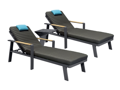 Set sezlong gradina Higold Nofi, 2 sezlonguri si masuta, antracit
