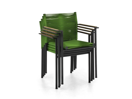 Set scaune gradina si terasa Apple Bee Jakarta, 4 bucati, cadru negru, verde