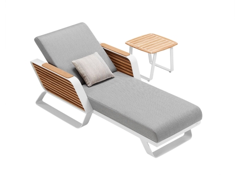 Set sezlong gradina de lux Higold Wing designed by Pininfarina, sezlong si masuta de cafea, gri, cadru alb