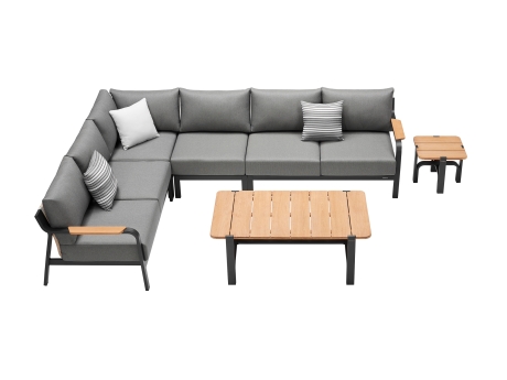 Set mobilier gradina si terasa Higold Visconti, coltar 5 locuri si 2 masute de cafea, gri, cadru antracit