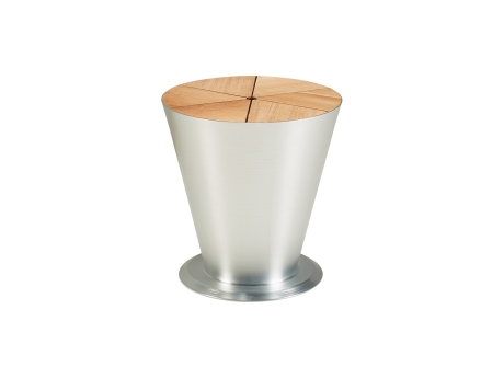 Masa de cafea si frapiera de gradina si terasa Higold Icoo, aluminiu si lemn de tec, argintiu metalizat
