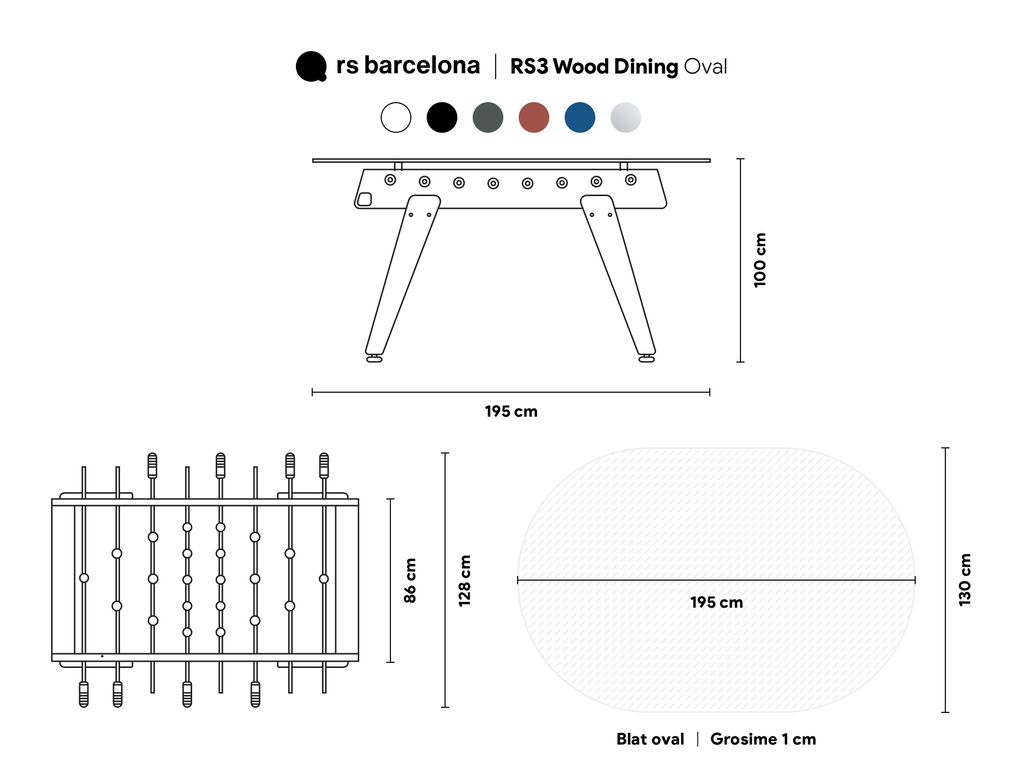 RS3 Wood Dining Oval desen tehnic