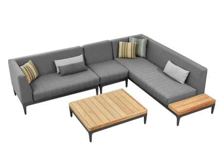 Set mobilier gradina si terasa Higold Sira, coltar 5 locuri si masuta de cafea, gri, cadru antracit