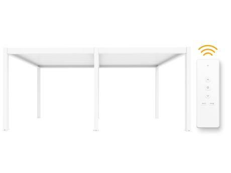 Pergola bioclimatica Aplux Pro electrica cu LED, aluminiu, 3x6 m, alb
