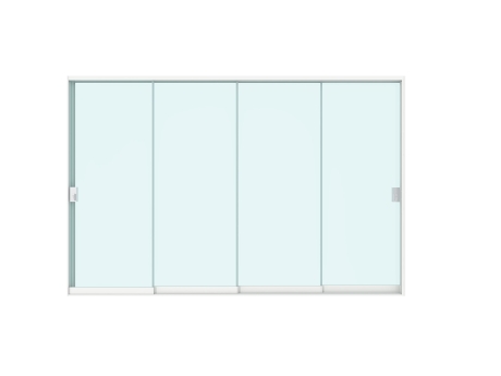 Perete culisant din sticla pentru pergolele Aplux, sticla si aluminiu, alb, 4 m
