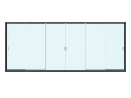 Usa culisanta din sticla fara cadru pentru pergolele Aplux ProMax, sticla si aluminiu, antracit, 6 m