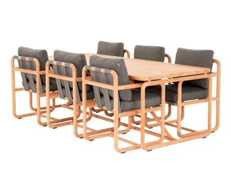 Set masa si scaune gradina Apple Bee Dolce, masa dreptunghiulara si 6 scaune